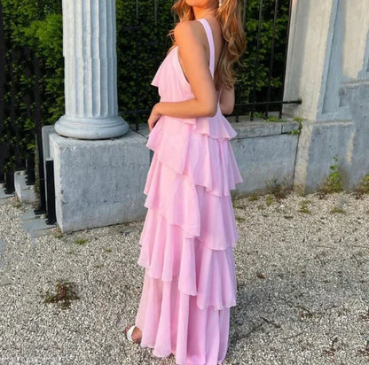 Zahia | Robe longue élégante à volants Rosanima - Image 3