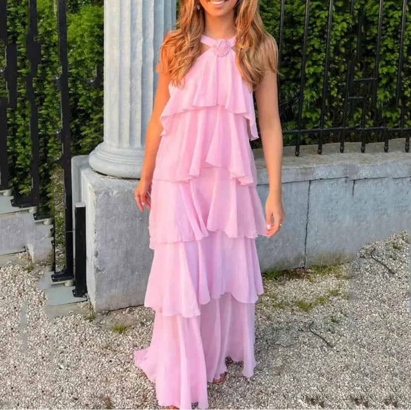 Zahia | Robe longue élégante à volants Rosanima - Image 4