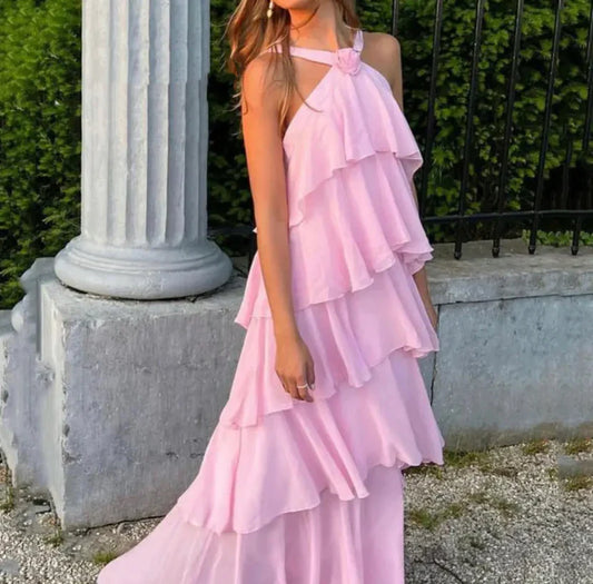 Zahia | Robe longue élégante à volants Rosanima - Image 2