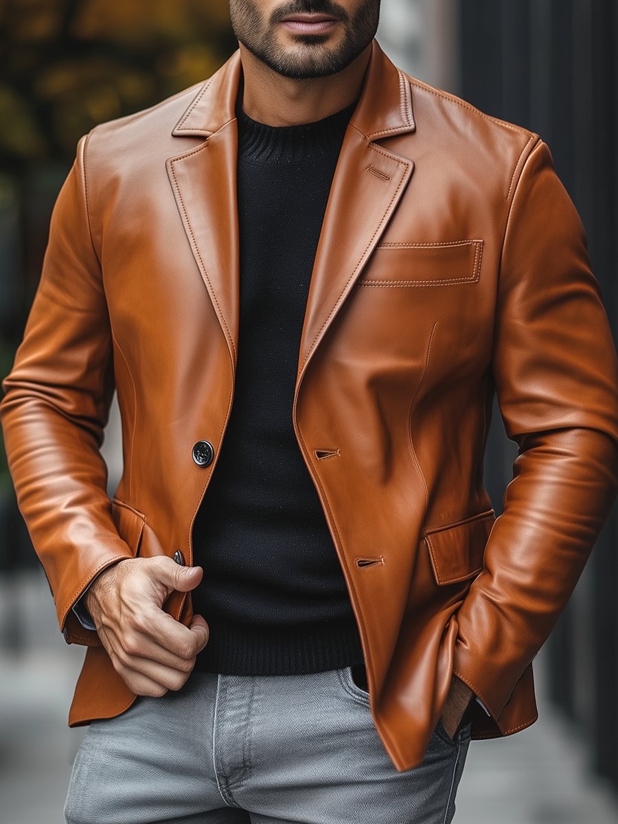 Julio | Blazer Homme Style Veste en Cuir - Image 3