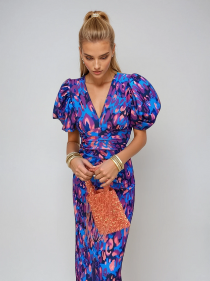 Alice | Robe imprimée élégante à manches bouffantes pour femmes - Image 1
