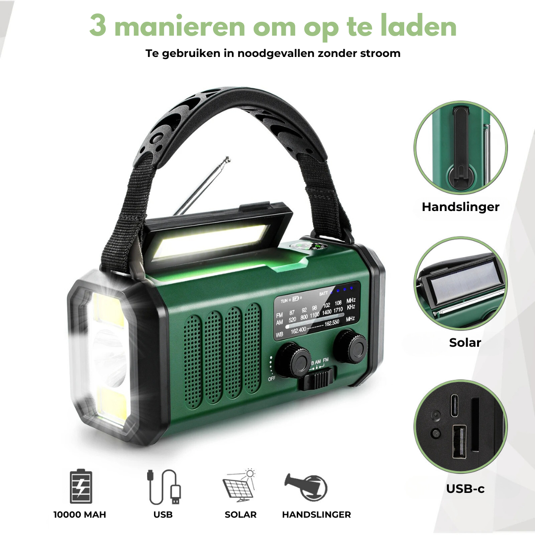 Professionel Nødradio - Vind-op & Sol - Kraftfuld og Holdbar