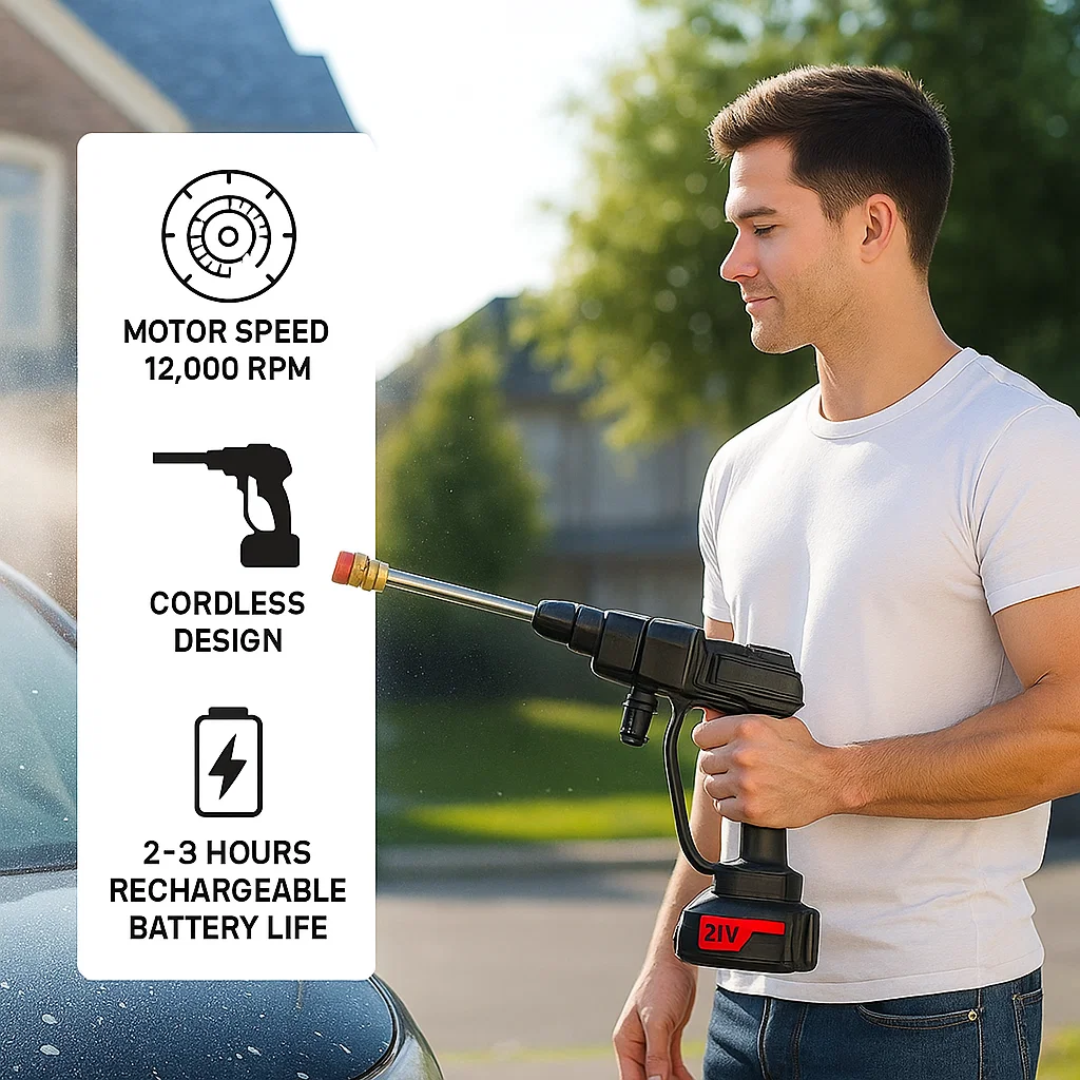 QuickWash | Trådløs Højtryksrenser med 2 Batterier