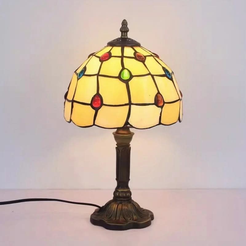 Retro Barok Tiffany Glas LED Bordlampe E27