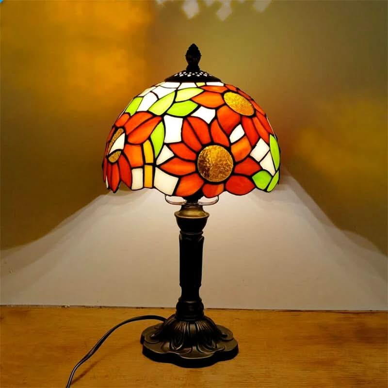 Retro Barok Tiffany Glas LED Bordlampe E27