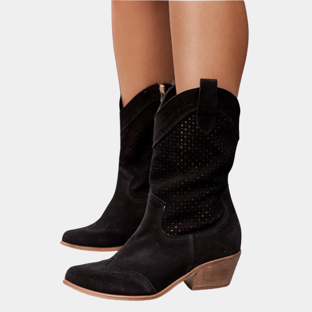 Image of Sisse | Dame Mid-Calf Perforerede Cowboy Støvler