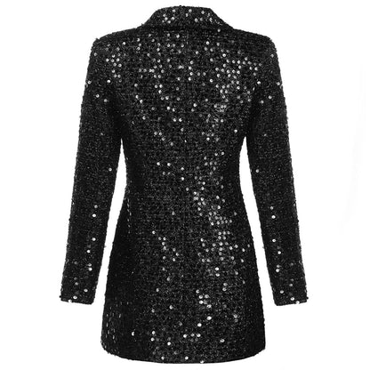 Image of Sisse | Dame V-Hals Paillet Blazer Mini Kjole