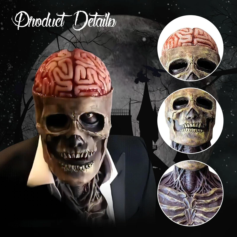 Skeletmaske: Realistisk Skræmmende Skelet Halloween Maske Kostume