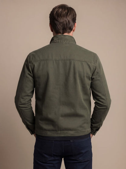 Slim fit bomberjakke til herrer med kinakrave og gennemgående lynlås