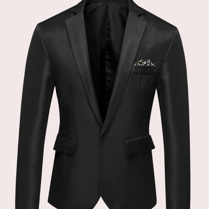 Slim-fit businessblazer med én knap og hakrevers til mænd