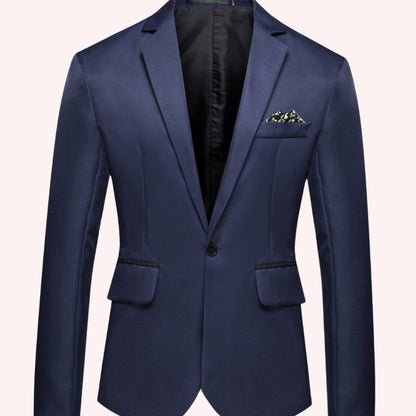 Slim-fit businessblazer med én knap og hakrevers til mænd