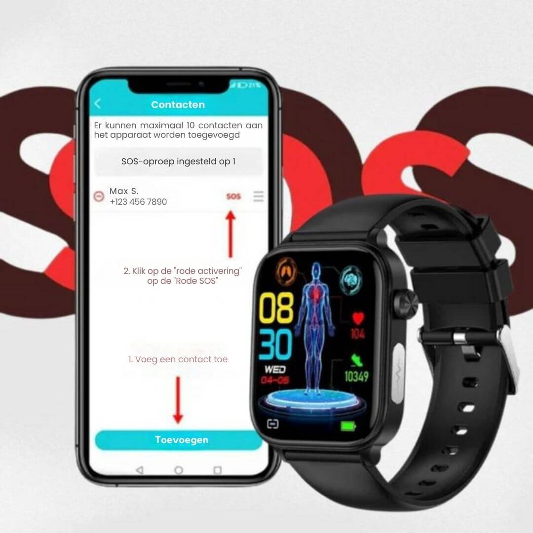 Smartwatch til ældre med sundhedsovervågning og GPS
