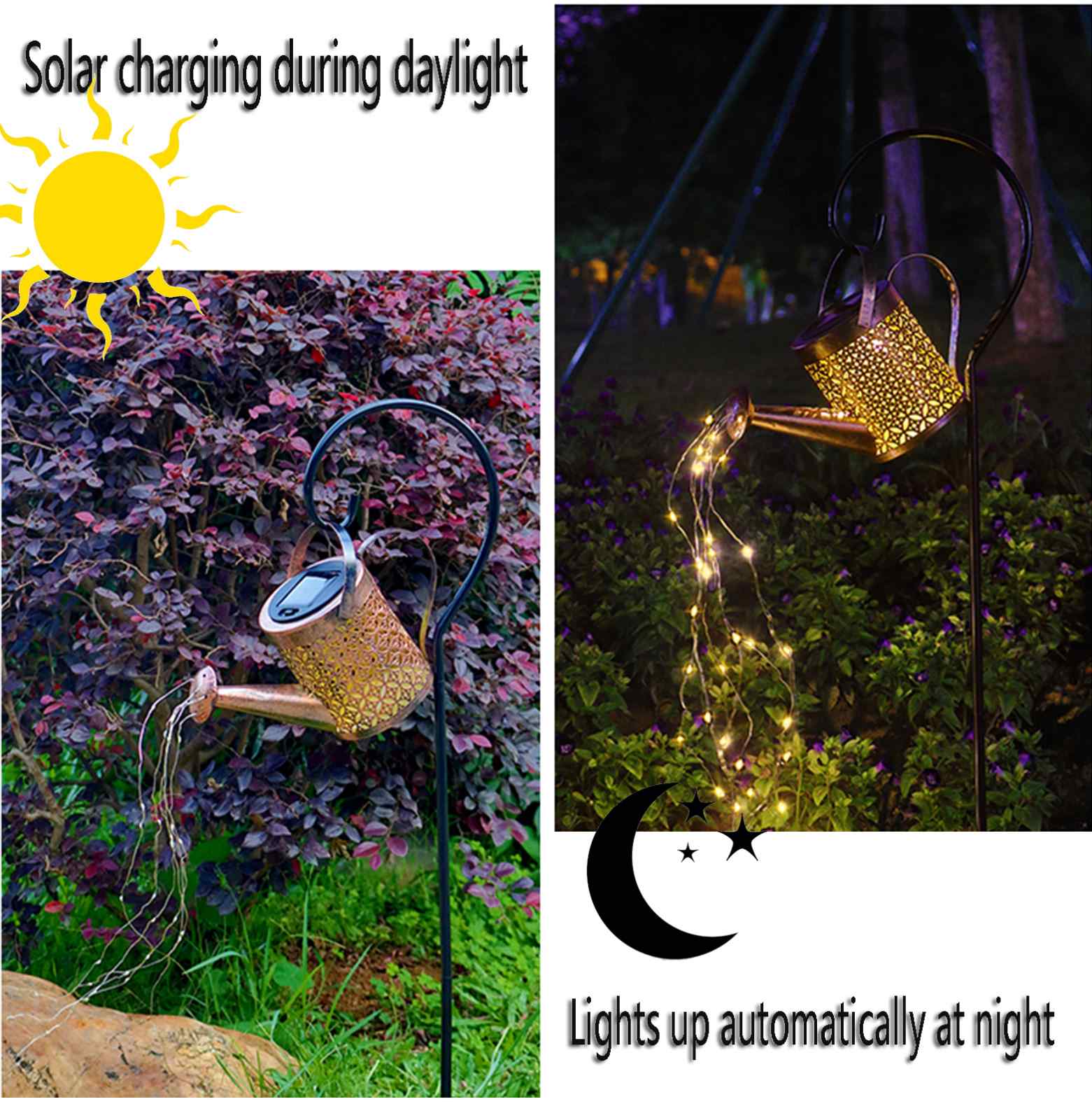 Solcelledrevet Vandkande LED Lampe til Haven