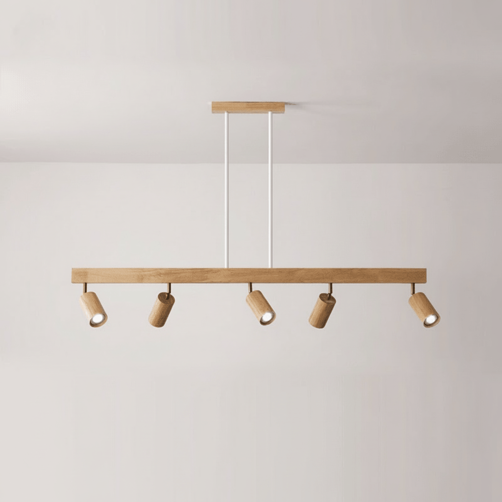 Solid Træ LED Loftlampe Justerbar