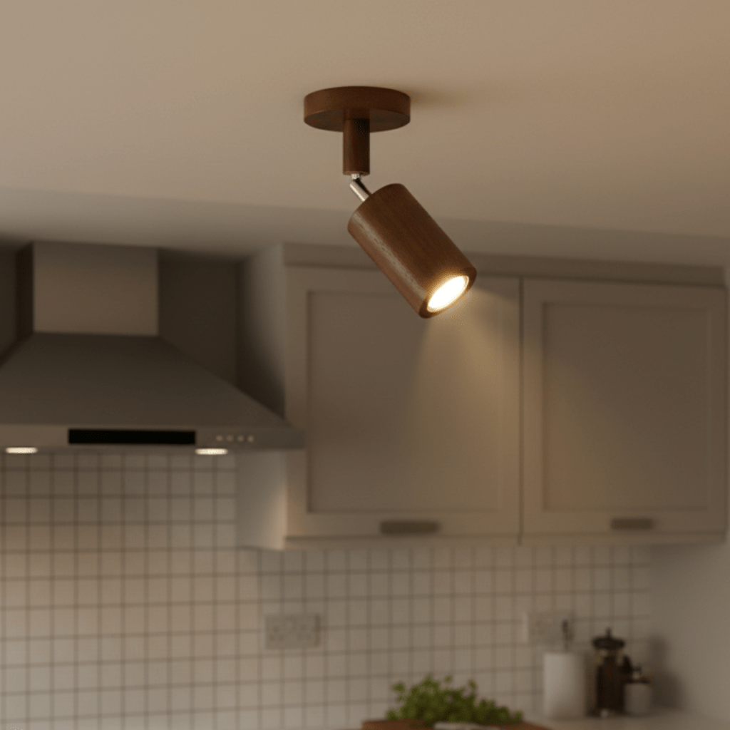 Solid Træ LED Loftlampe Justerbar