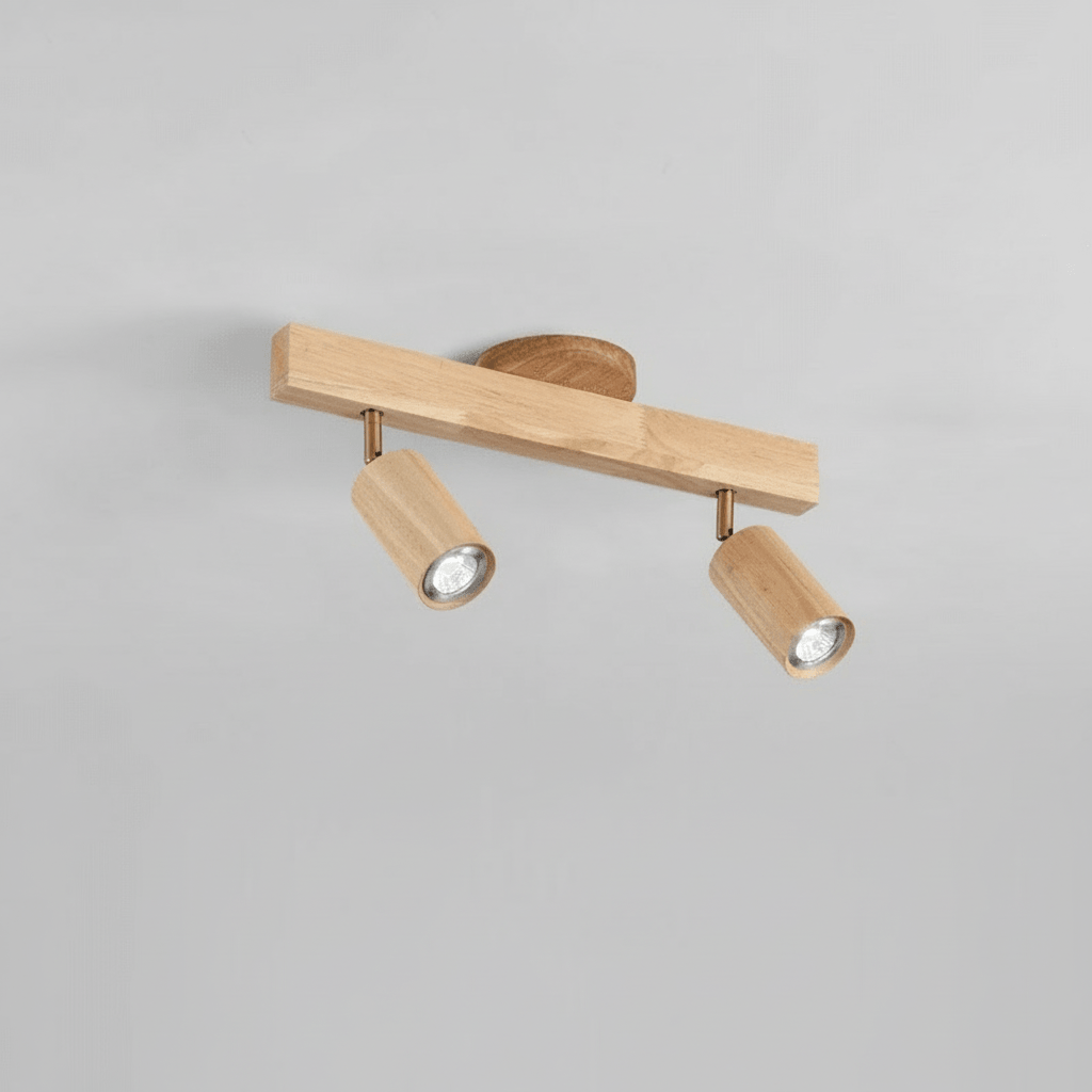 Solid Træ LED Loftlampe Justerbar