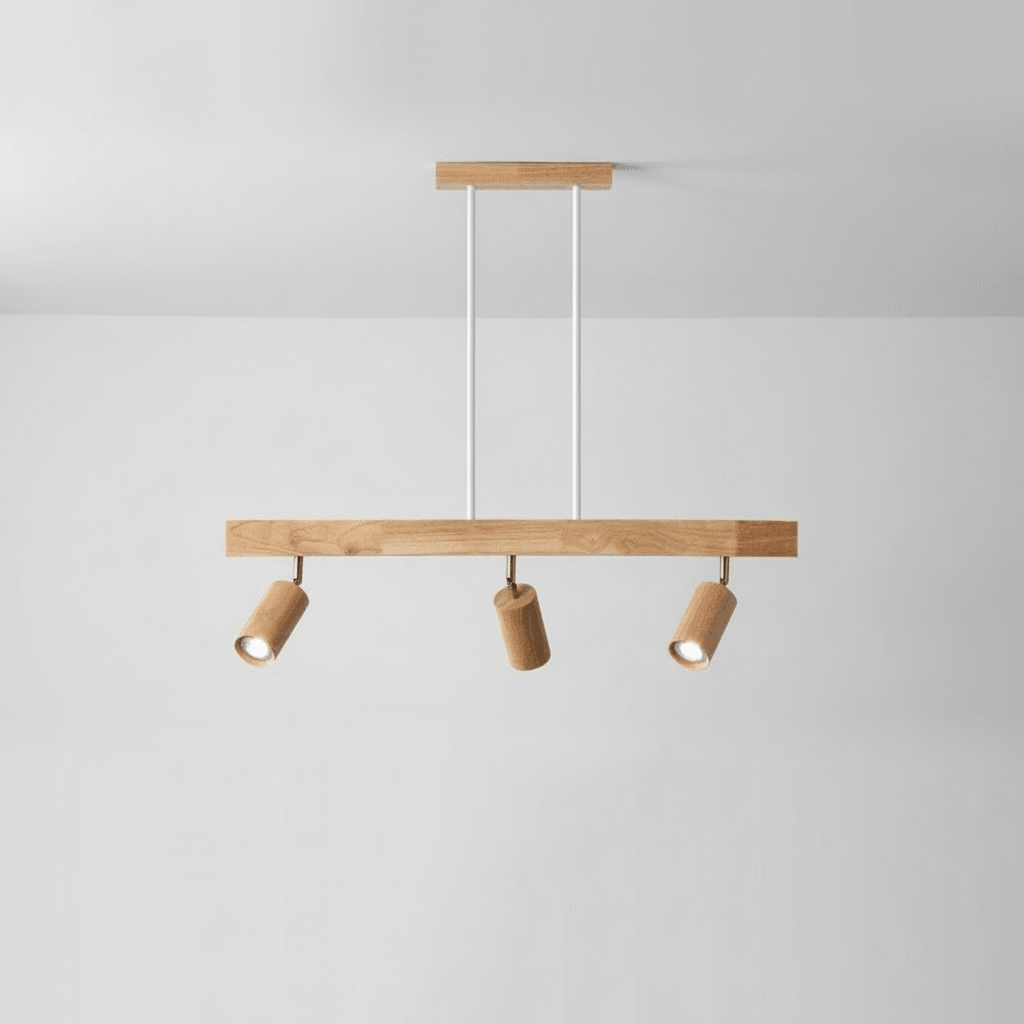 Solid Træ LED Loftlampe Justerbar