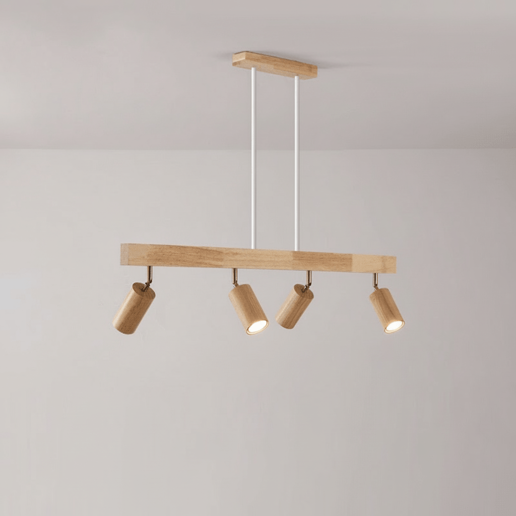 Solid Træ LED Loftlampe Justerbar
