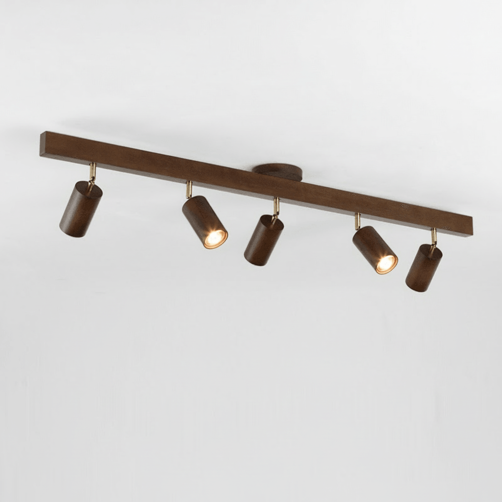 Solid Træ LED Loftlampe Justerbar
