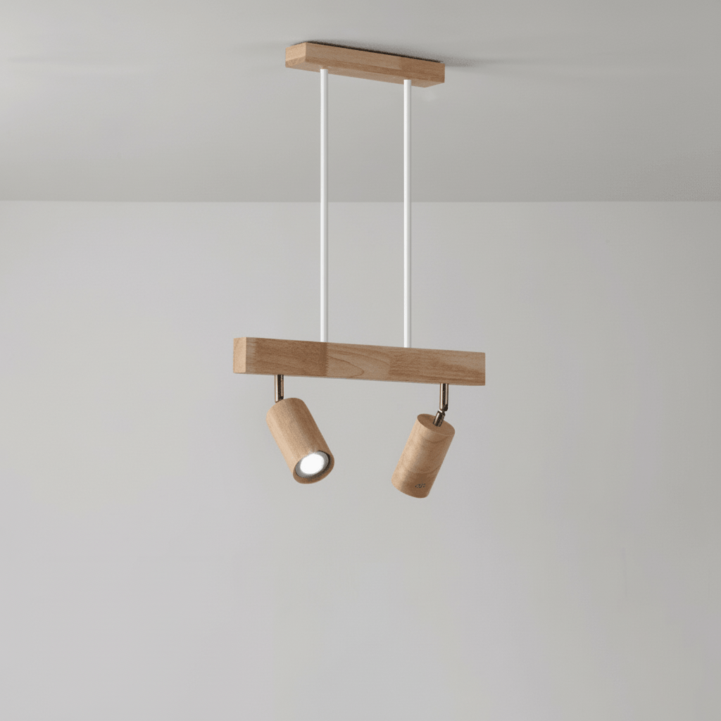 Solid Træ LED Loftlampe Justerbar