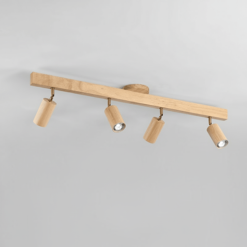 Solid Træ LED Loftlampe Justerbar