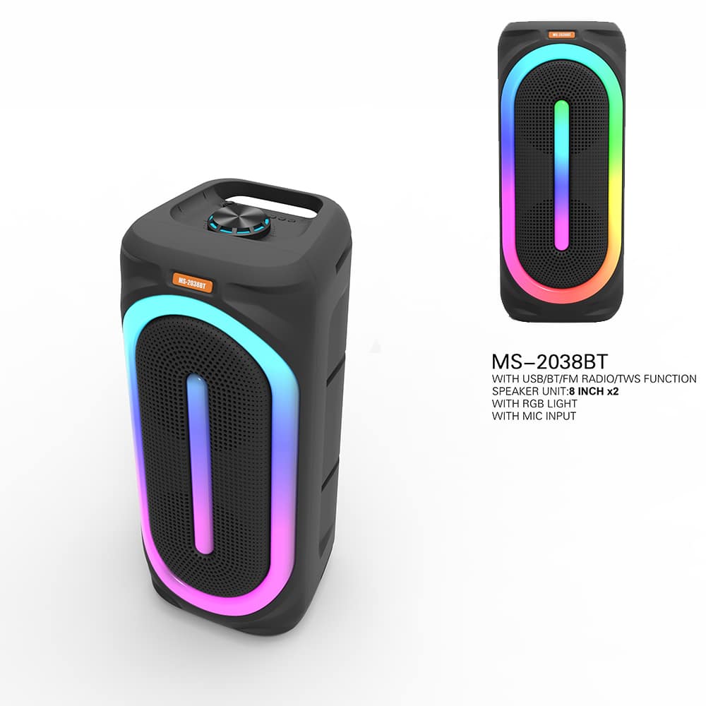 Soundbox Højttaler med Bluetooth, RGB Lys, FM Radio og Mikrofon (56 x 24 cm)