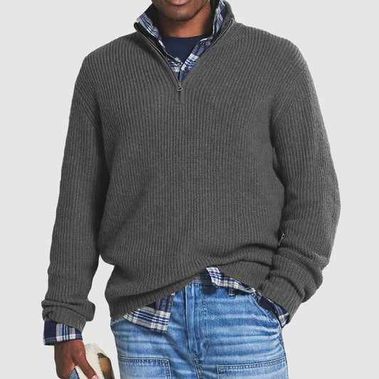 Henrick | Pull Homme En Maille Côtelée À Demi-Zip - Image 1
