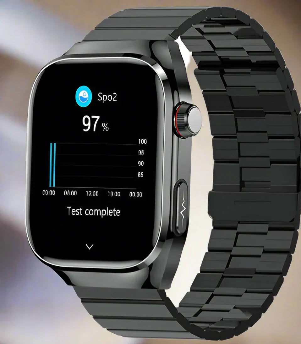 Sundhed Smartwatch med EKG og 2.04 AMOLED Skærm – Overvåg Hjertefrekvens, Blodsukker og Mere
