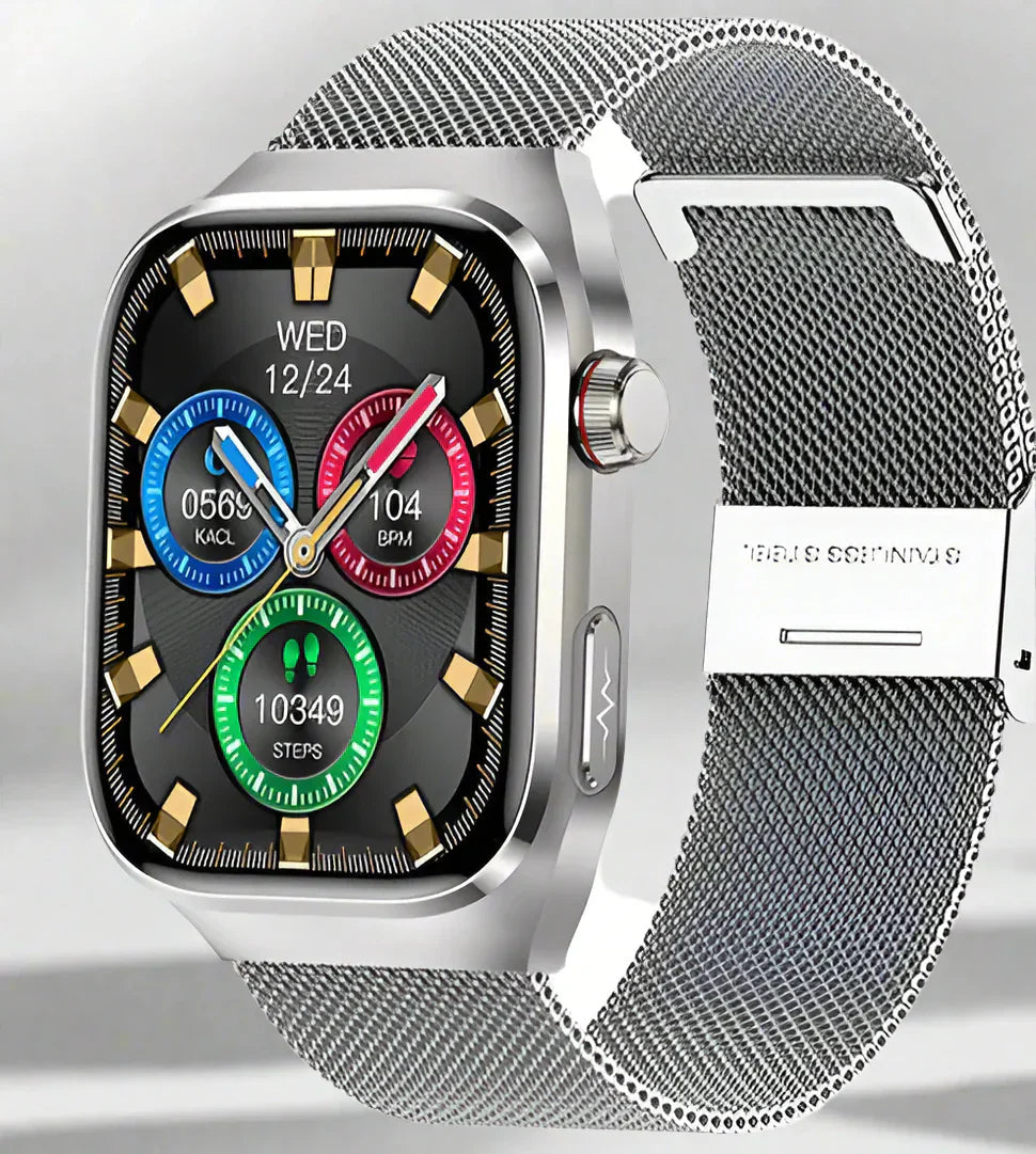 Sundhed Smartwatch med EKG og 2.04 AMOLED Skærm – Overvåg Hjertefrekvens, Blodsukker og Mere