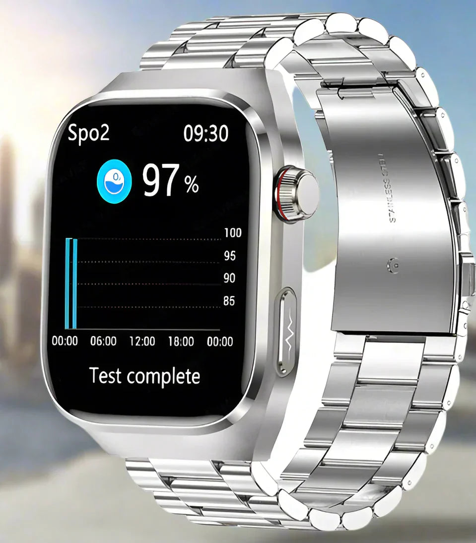 Sundhed Smartwatch med EKG og 2.04 AMOLED Skærm – Overvåg Hjertefrekvens, Blodsukker og Mere