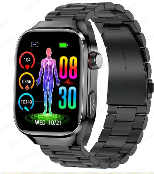Sundhed Smartwatch med EKG og 2.04 AMOLED Skærm – Overvåg Hjertefrekvens, Blodsukker og Mere