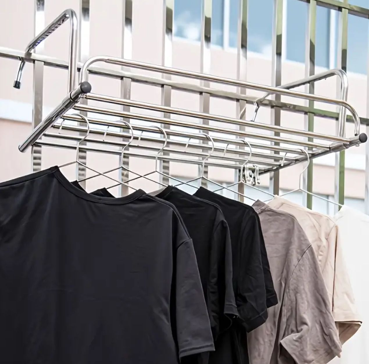 SunDry | Udvidelig Foldbar Balkon Tøjstativ i Rustfrit Stål