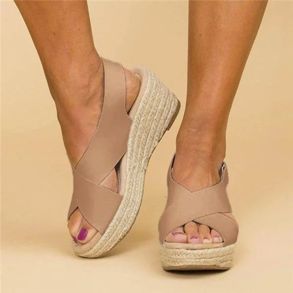 Taupe Ortopædisk Espadrille med Kilehæle