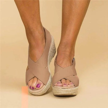 Taupe Ortopædisk Espadrille med Kilehæle
