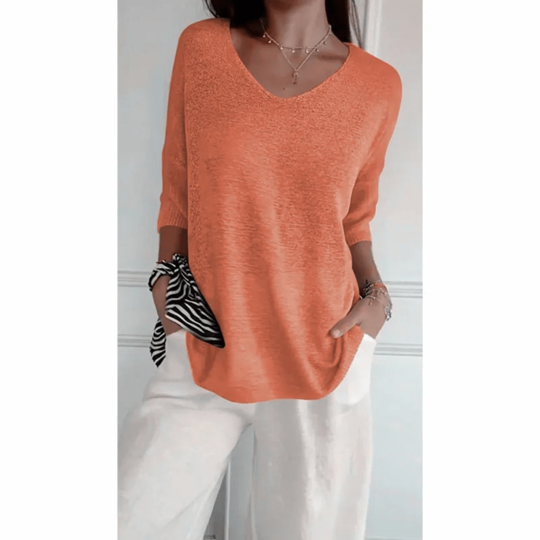 Image of Tine | Dame Afslappet Pasform V-Hals Tunika Top