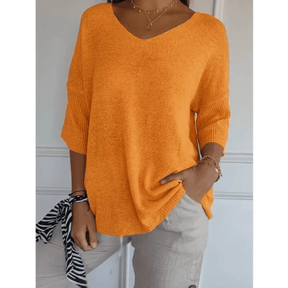 Image of Tine | Dame Afslappet Pasform V-Hals Tunika Top