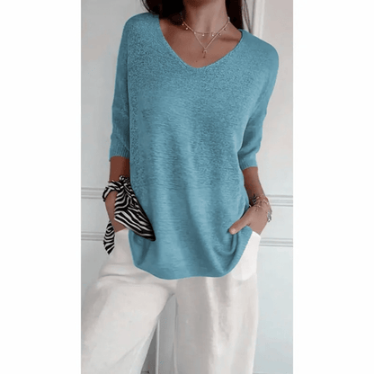 Image of Tine | Dame Afslappet Pasform V-Hals Tunika Top