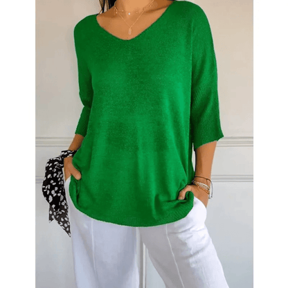 Image of Tine | Dame Afslappet Pasform V-Hals Tunika Top
