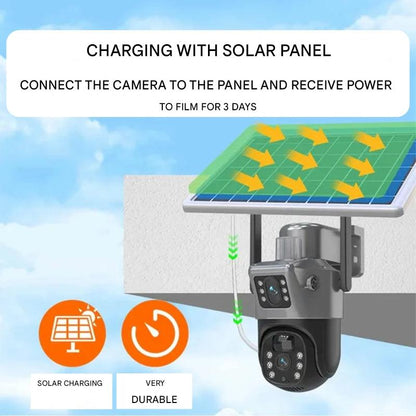 Trådløst 4K Sikkerhedskamera med Solenergi og Dobbelt Linse