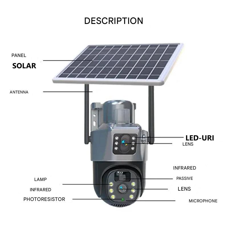 Trådløst 4K Sikkerhedskamera med Solenergi og Dobbelt Linse