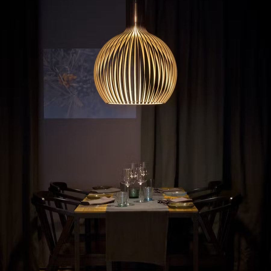 Træ Pendellampe - Vintage Stil | Justerbar Højde | LED