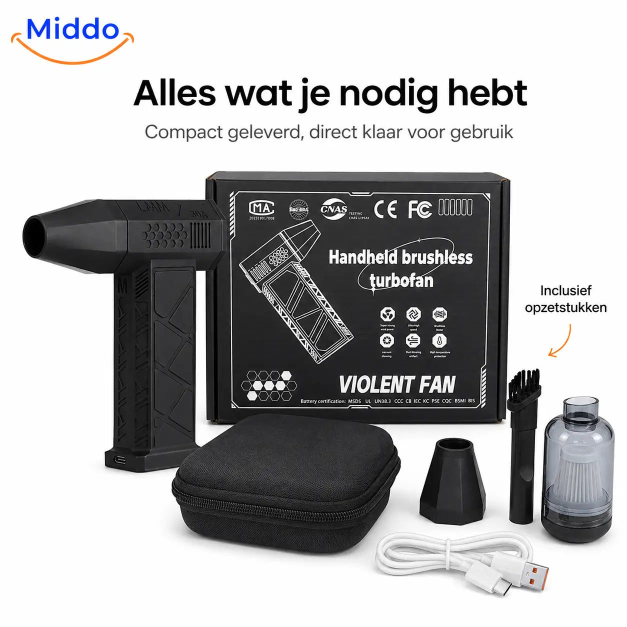 TurboJet Pro™ – Kraftfuld Luftblæser (130.000 RPM) til Støv, Bil, BBQ, Værksted og Mere!