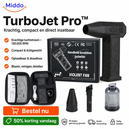 TurboJet Pro™ – Kraftfuld Luftblæser (130.000 RPM) til Støv, Bil, BBQ, Værksted og Mere!