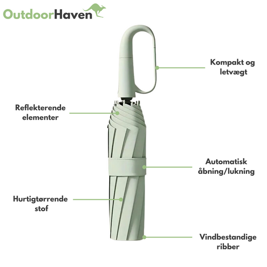 Ultra Vindafvisende Paraply med Reflekterende Kant | Automatisk