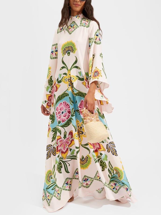 Image of Una | Langærmet Maxikjole med Blomsterprint til Kvinder