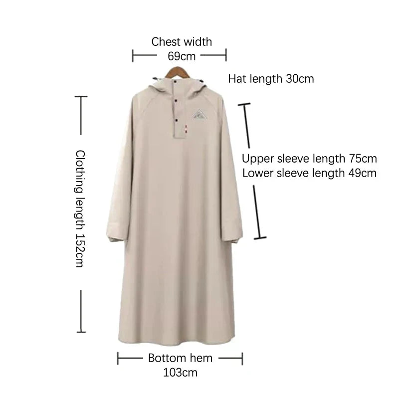 Unisex Lang Regnponcho - Vandtæt & Komfortabel