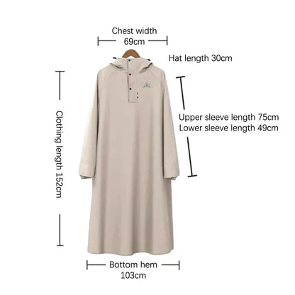 Unisex Lang Regnponcho - Vandtæt & Komfortabel
