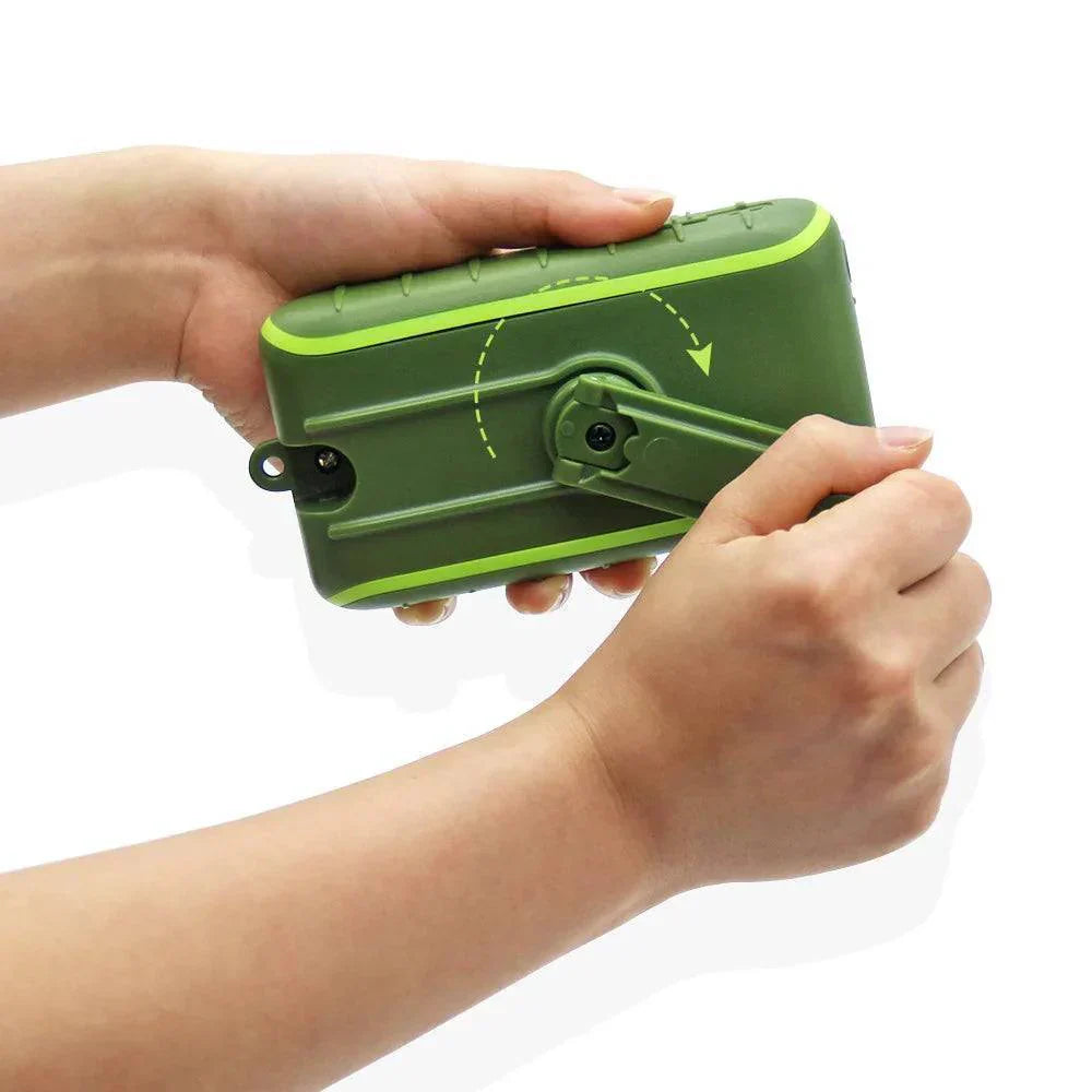 USB Håndsving Solar Power Bank med Lommelygte