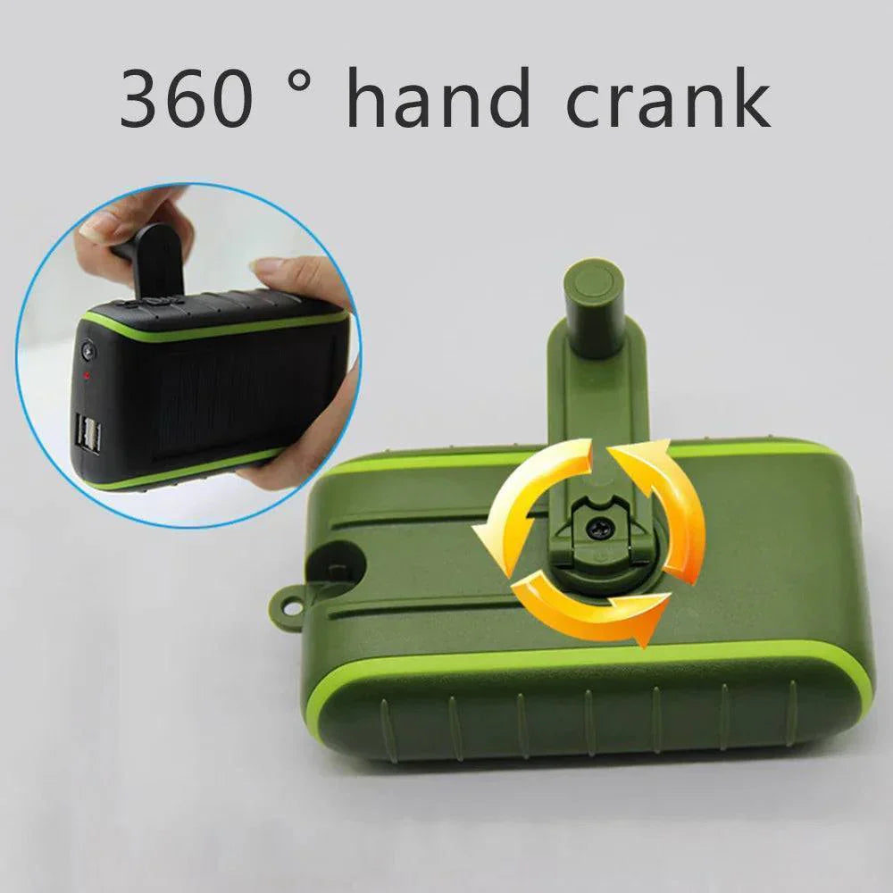 USB Håndsving Solar Power Bank med Lommelygte