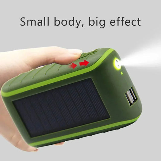 USB Håndsving Solar Power Bank med Lommelygte